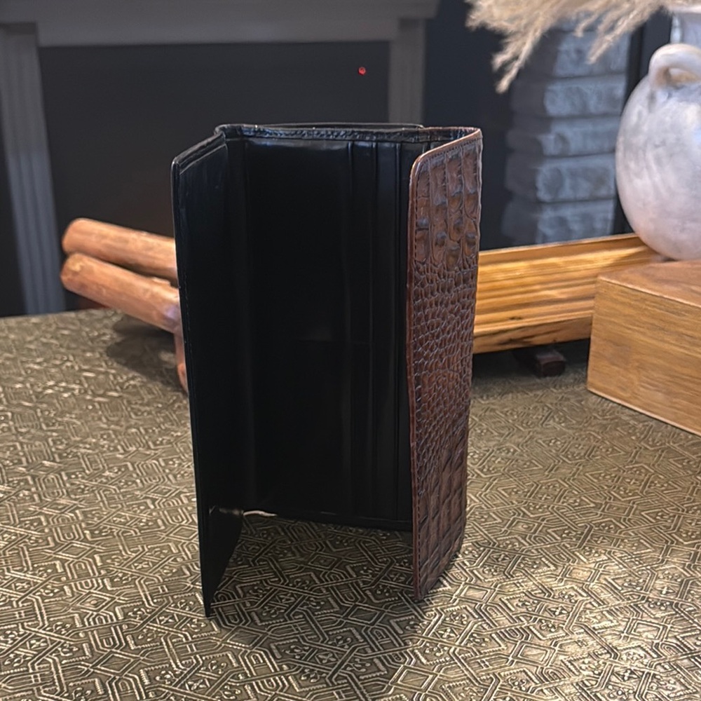 Brahmin Crocodile Embossed Brown and Black Wallet - Picture 6 of 9